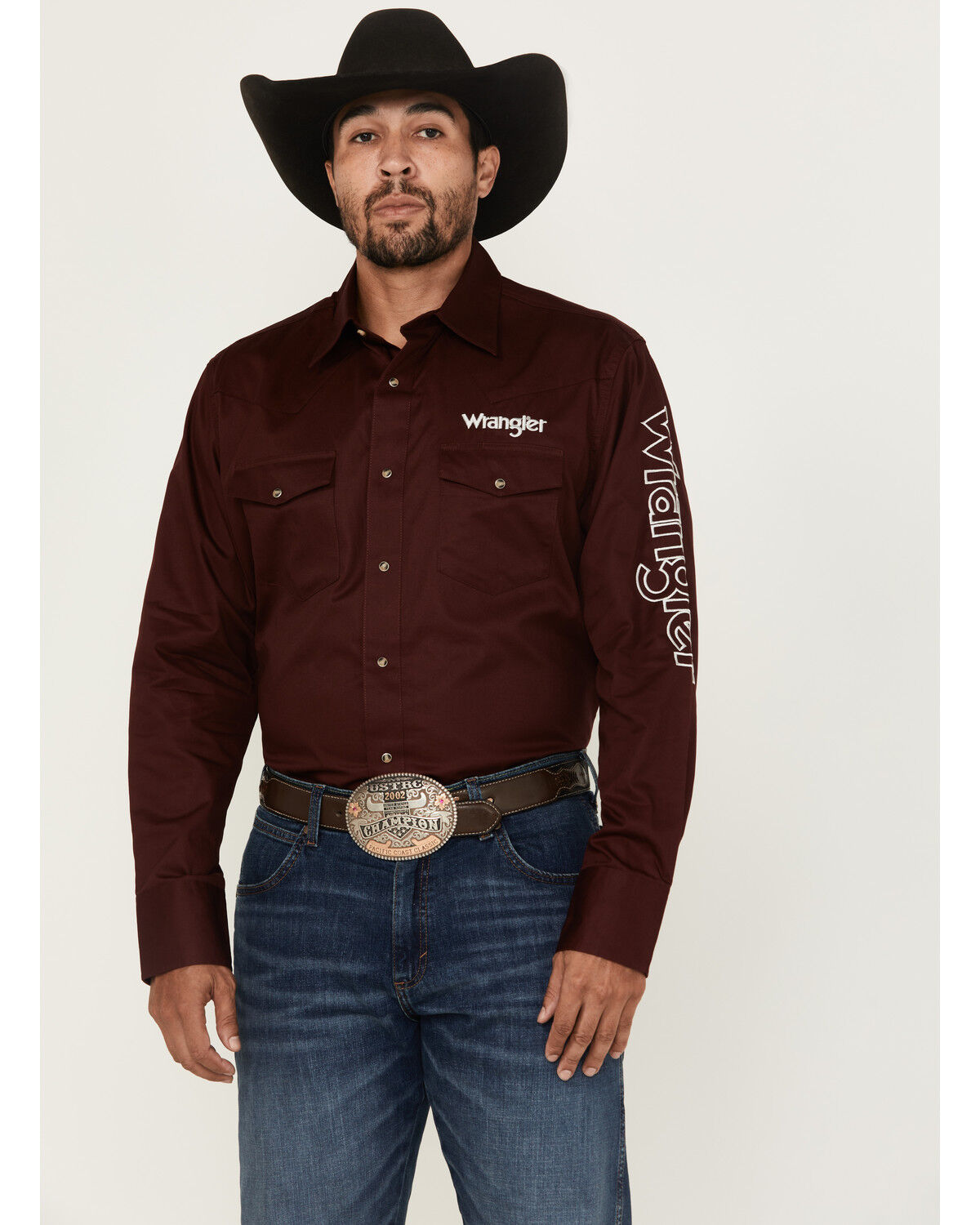 Men's Wrangler Logo Solid Long Sleeve Snap Western Shirt - Tall