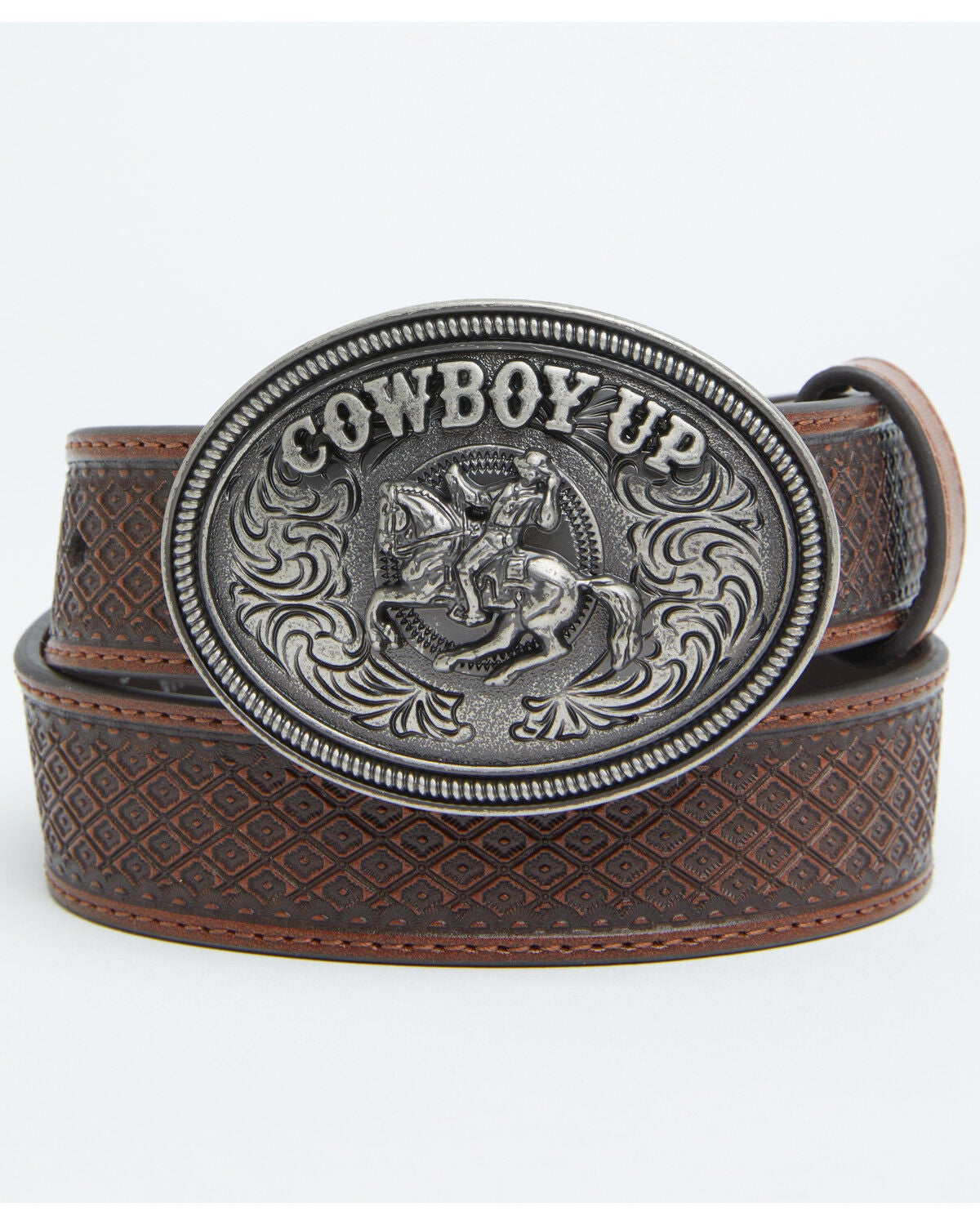 Boys' Cody James Basket Weave Cowboy Up Buckle Belt