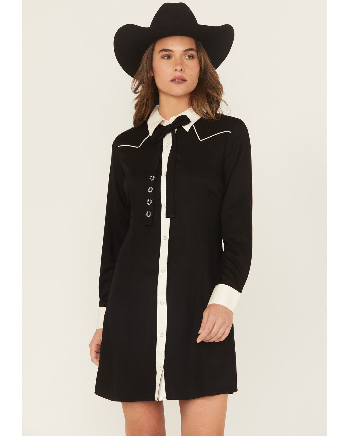 Women's Wrangler Retro Snap Front Neck Tie Mini Dress