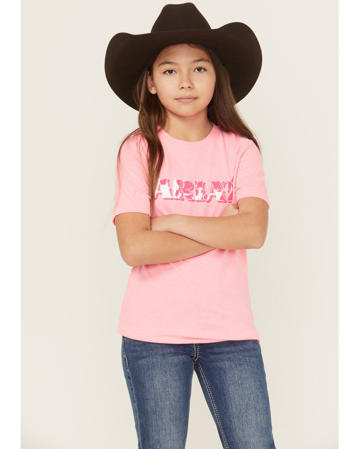 Girls' Ariat Boot Barn Exclusive Cowhide Logo Short Sleeve Graphic Tee