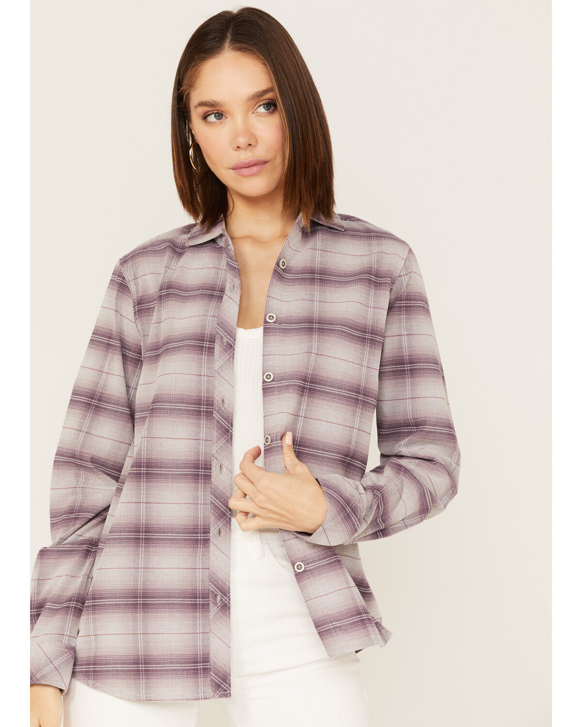 Women's North River Plaid Print Long Sleeve Button Down Boyfriend Shir
