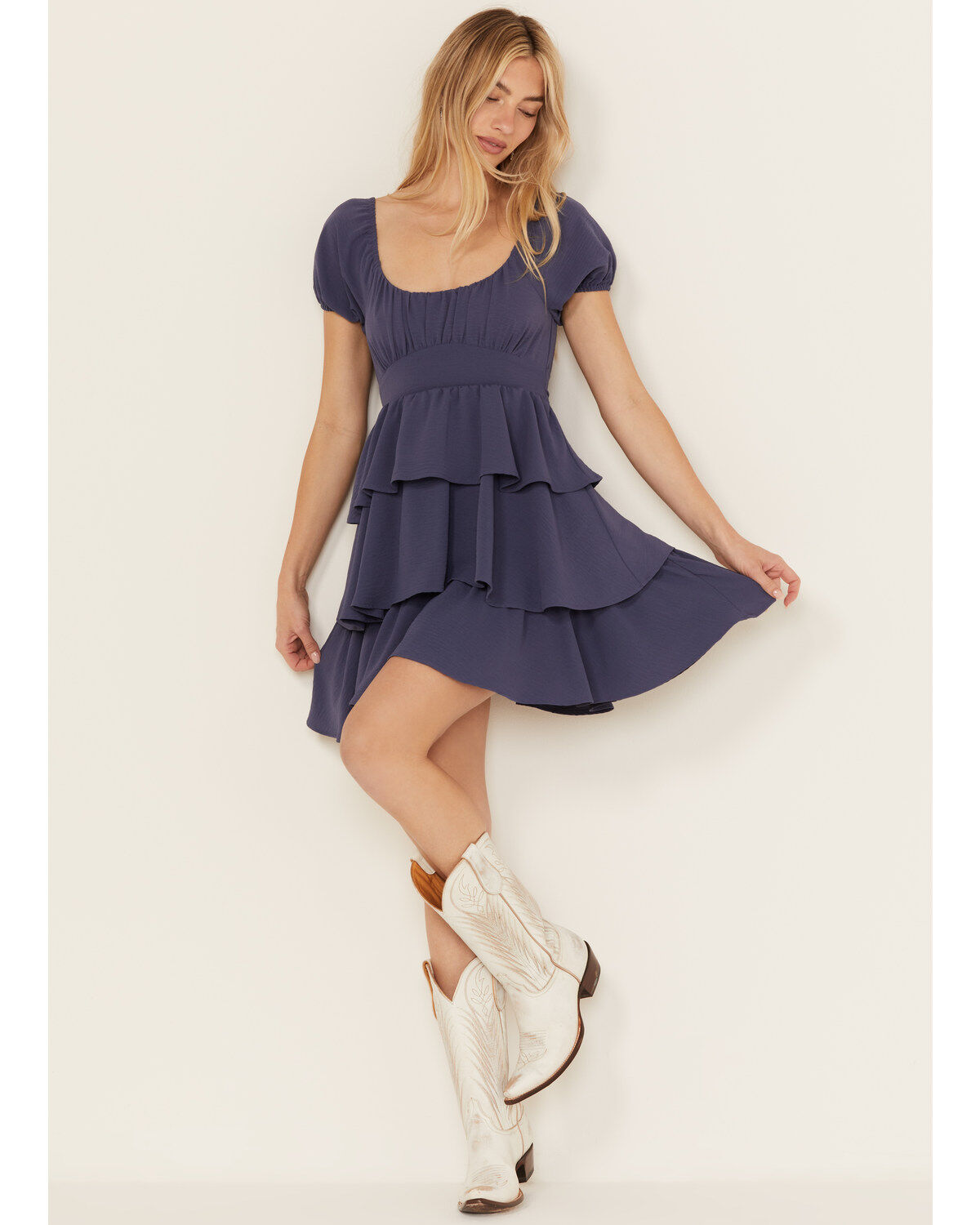 Women's Originality Tiered Short Sleeve Mini Dress
