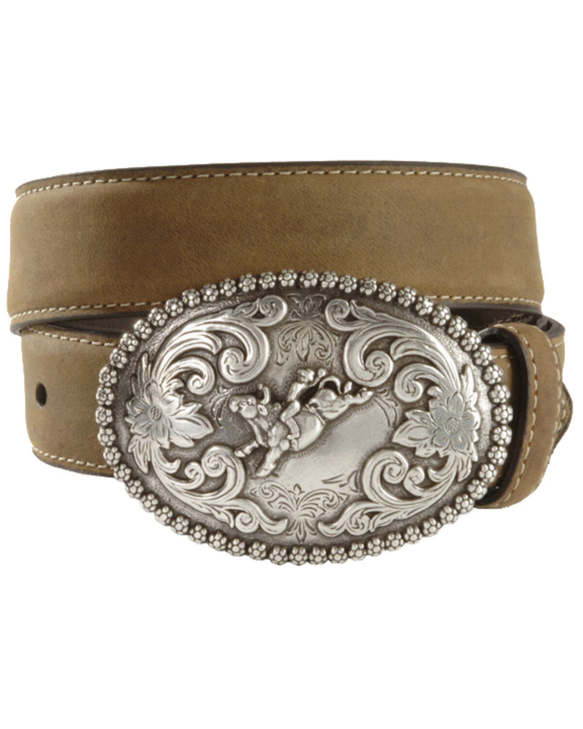 Boys' Nocona Belt Co. Bull Rider Buckle Distressed Leather Belt