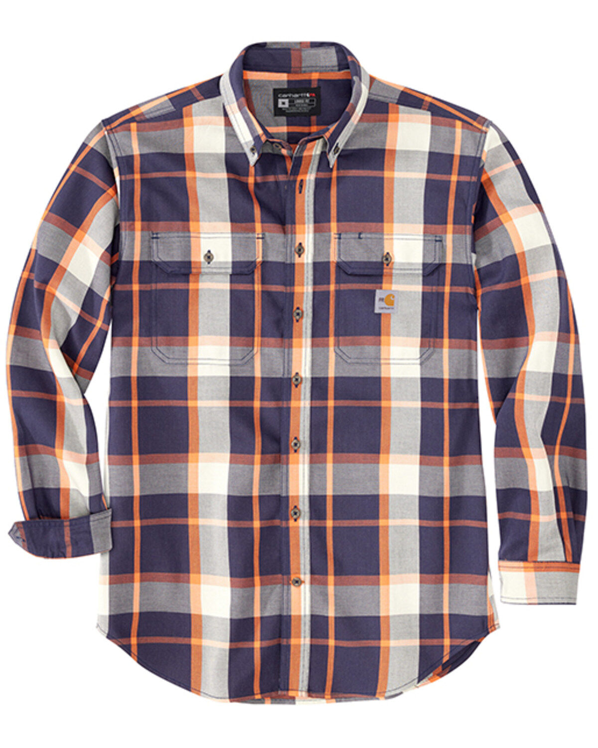 Men's Carhartt FR Rugged Flex Loose Fit Twill Plaid Print Long Sleeve
