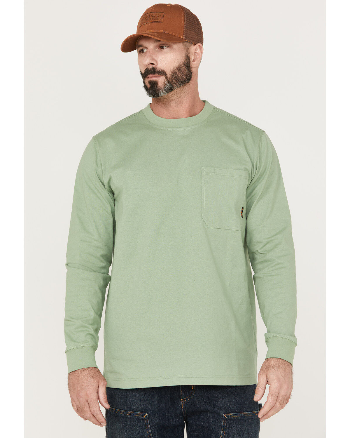 Men's Hawx Solid Loden Forge Long Sleeve Work Pocket T-Shirt - Tall