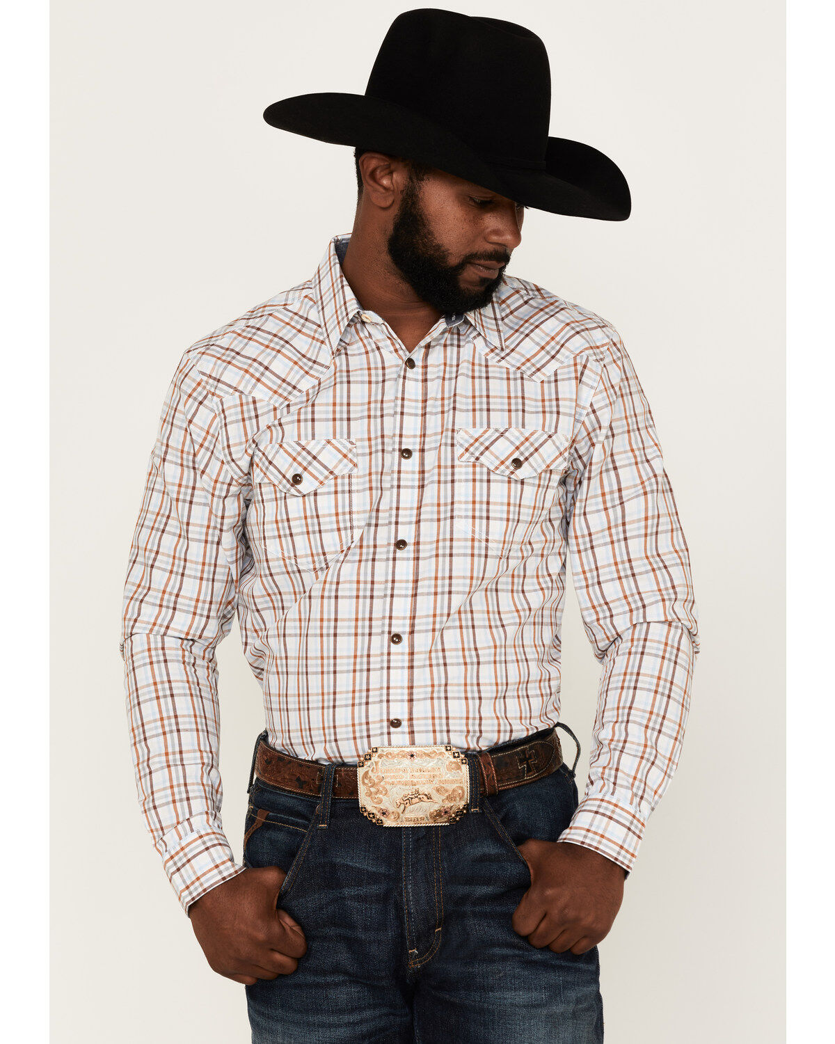 Men's Cody James Fortune Plaid Print Long Sleeve Snap Western Shirt