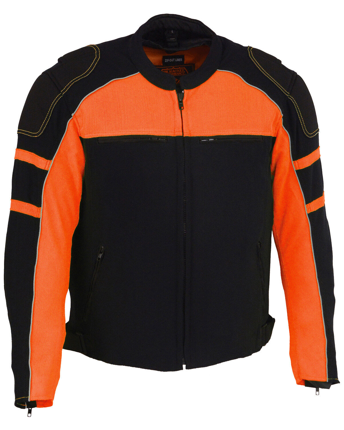 Men's Milwaukee Leather Mesh Racing Jacket with Removable Rain Jacket