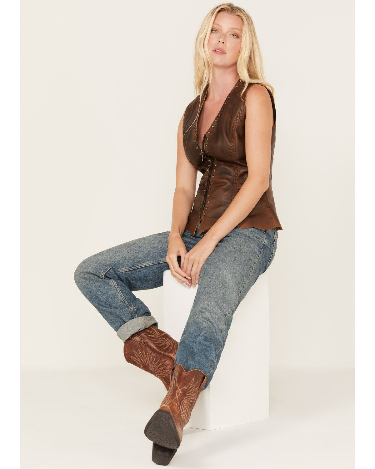 Women's Cripple Creek Antique Finish Stud Vest