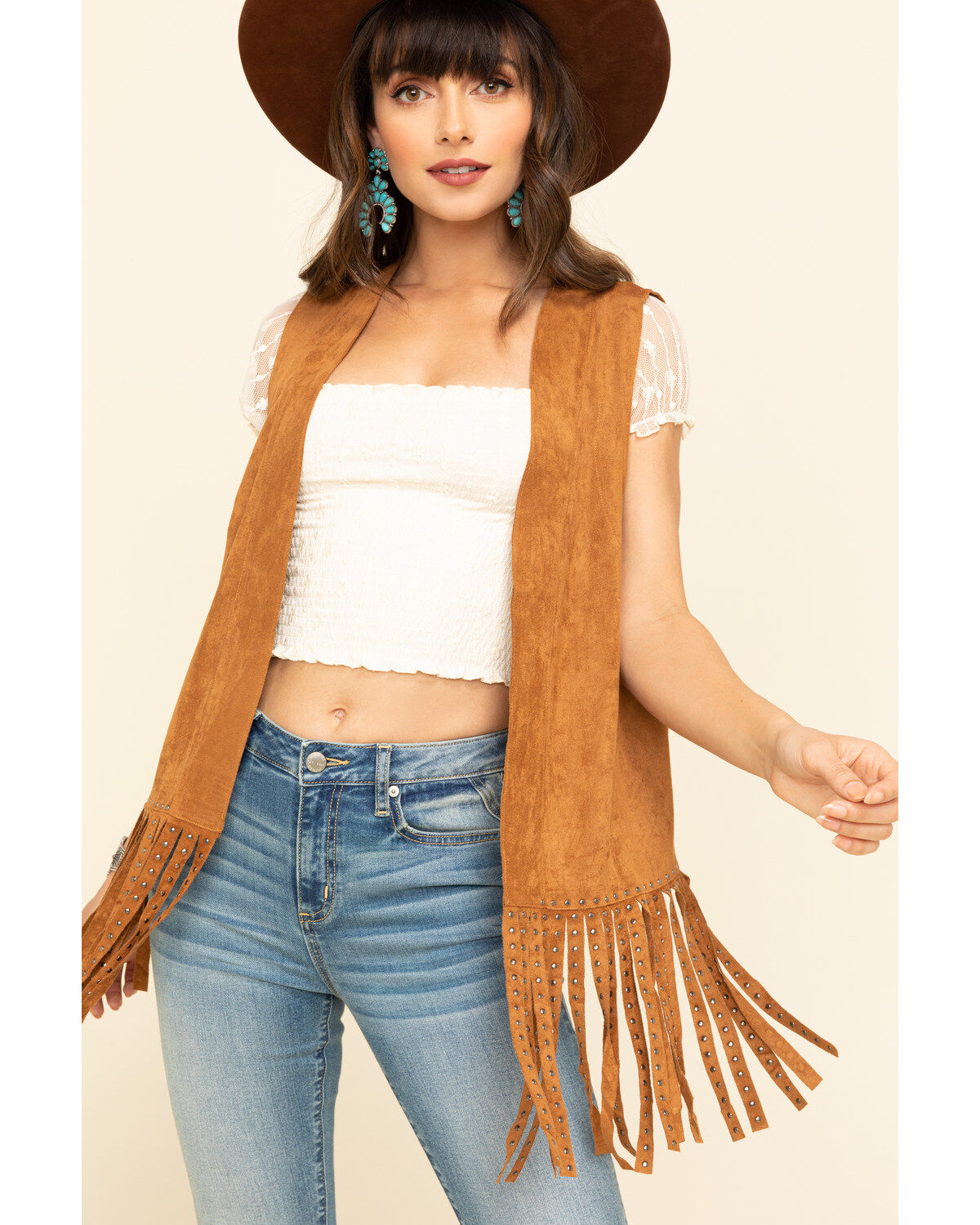 Women's Vocal Studded Fringe Vest