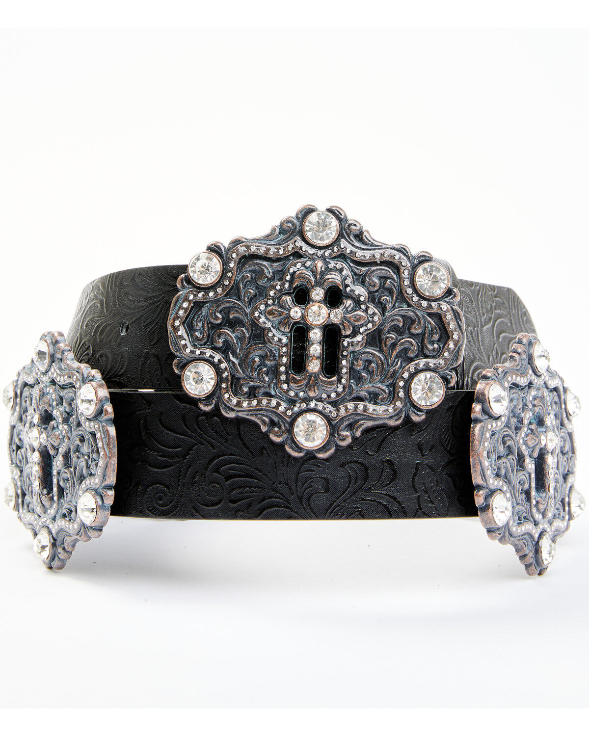 Women's Shyanne Cross Concho Tooled Strap Belt