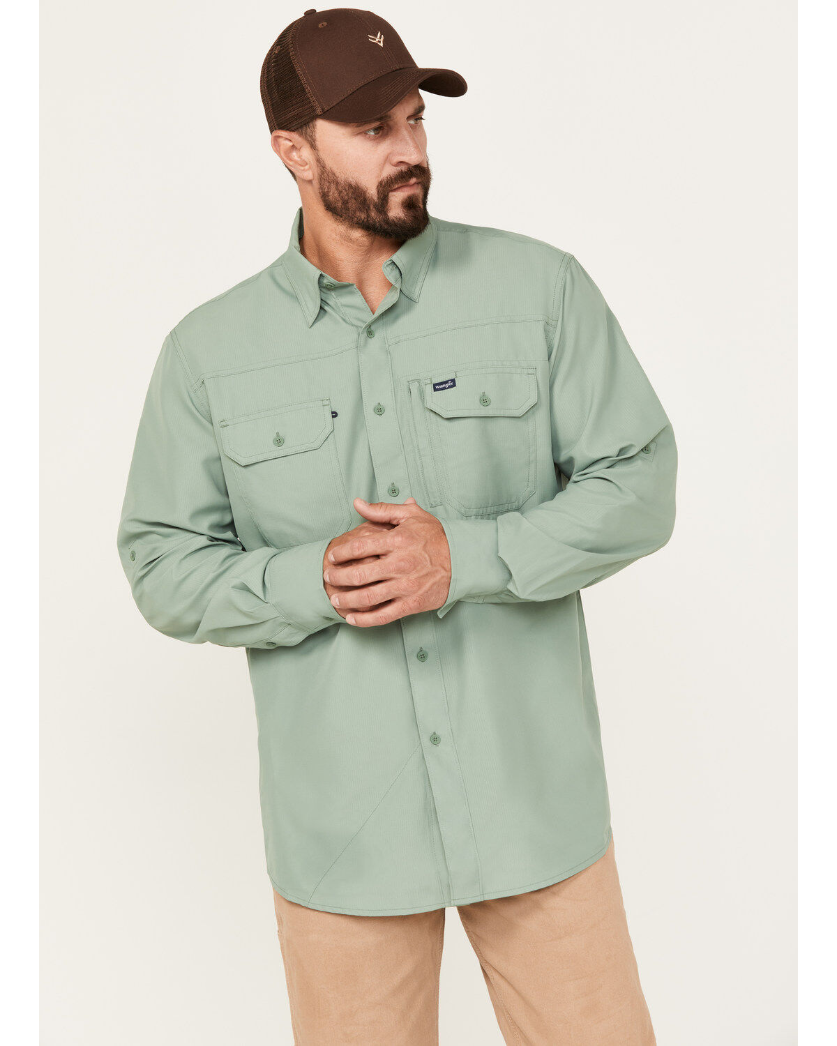 Men's Wrangler Performance Long Sleeve Button-Down Shirt