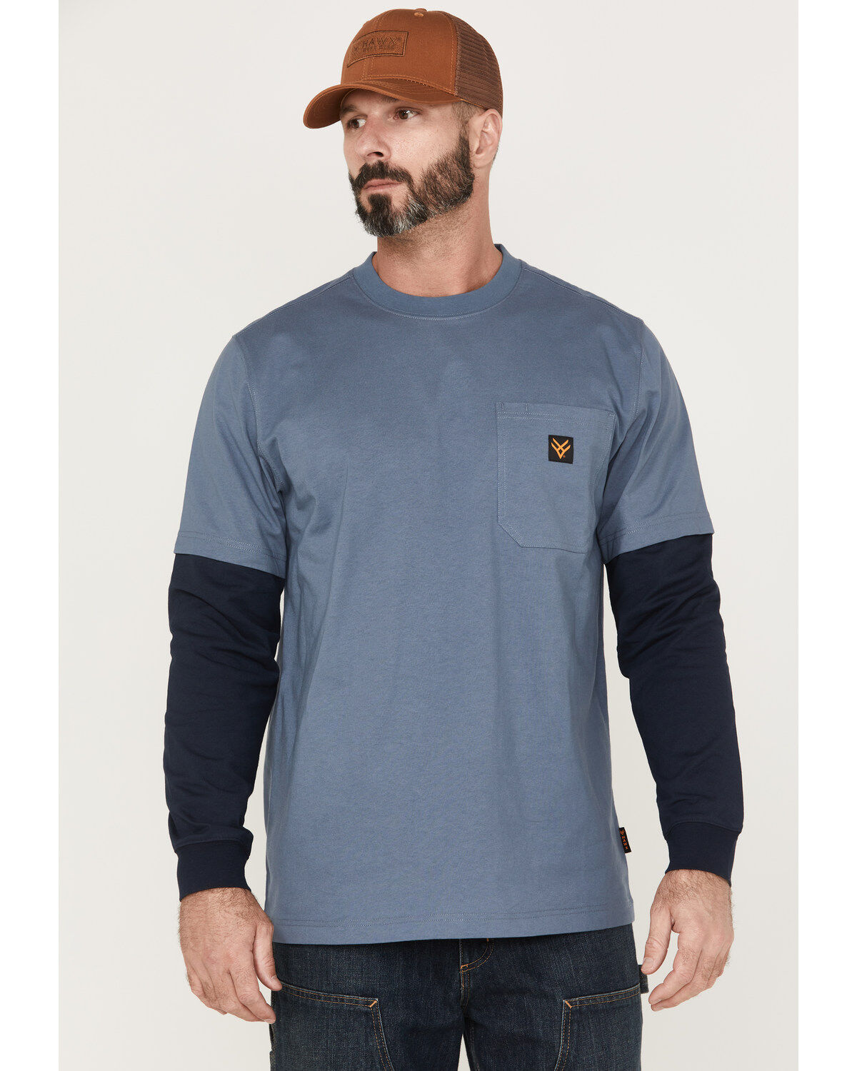 Men's Hawx Layered Pocket Twofer Sleeve Work T-Shirt