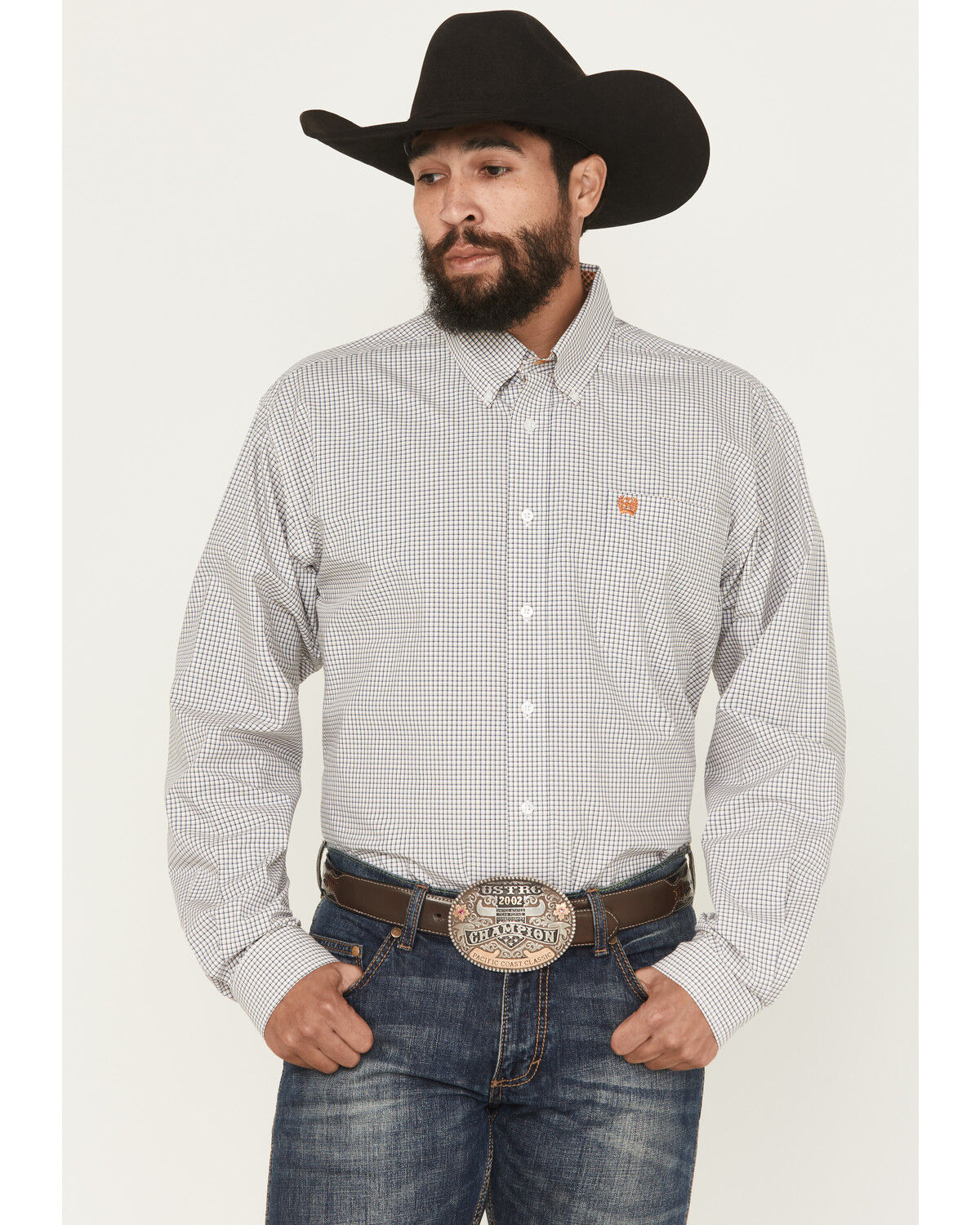 Men's Cinch Plaid Print Long Sleeve Button-Down Western Shirt