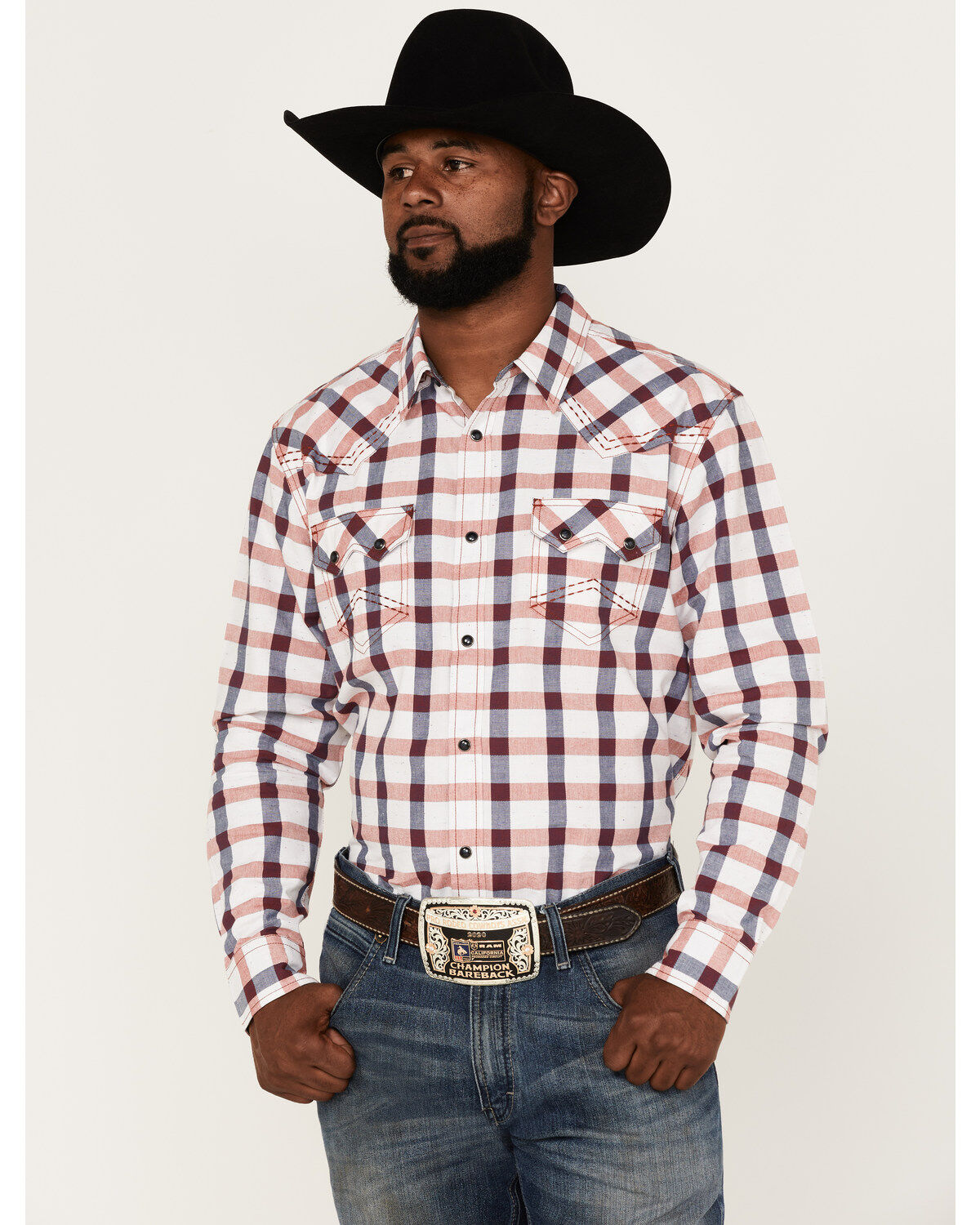 Men's Cody James Blue River Plaid Long Sleeve Snap Western Shirt