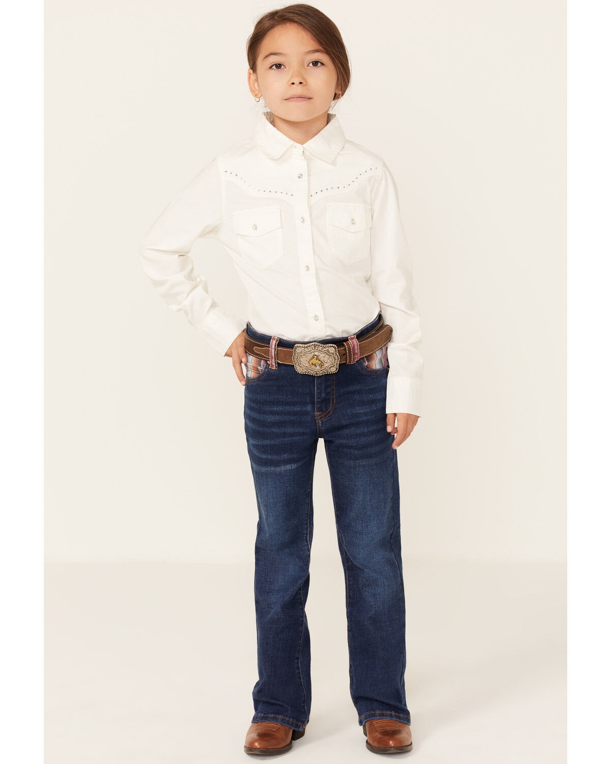 Girls' Ranch Dress'n Serape Pocket Stretch Regular Bootcut Jeans