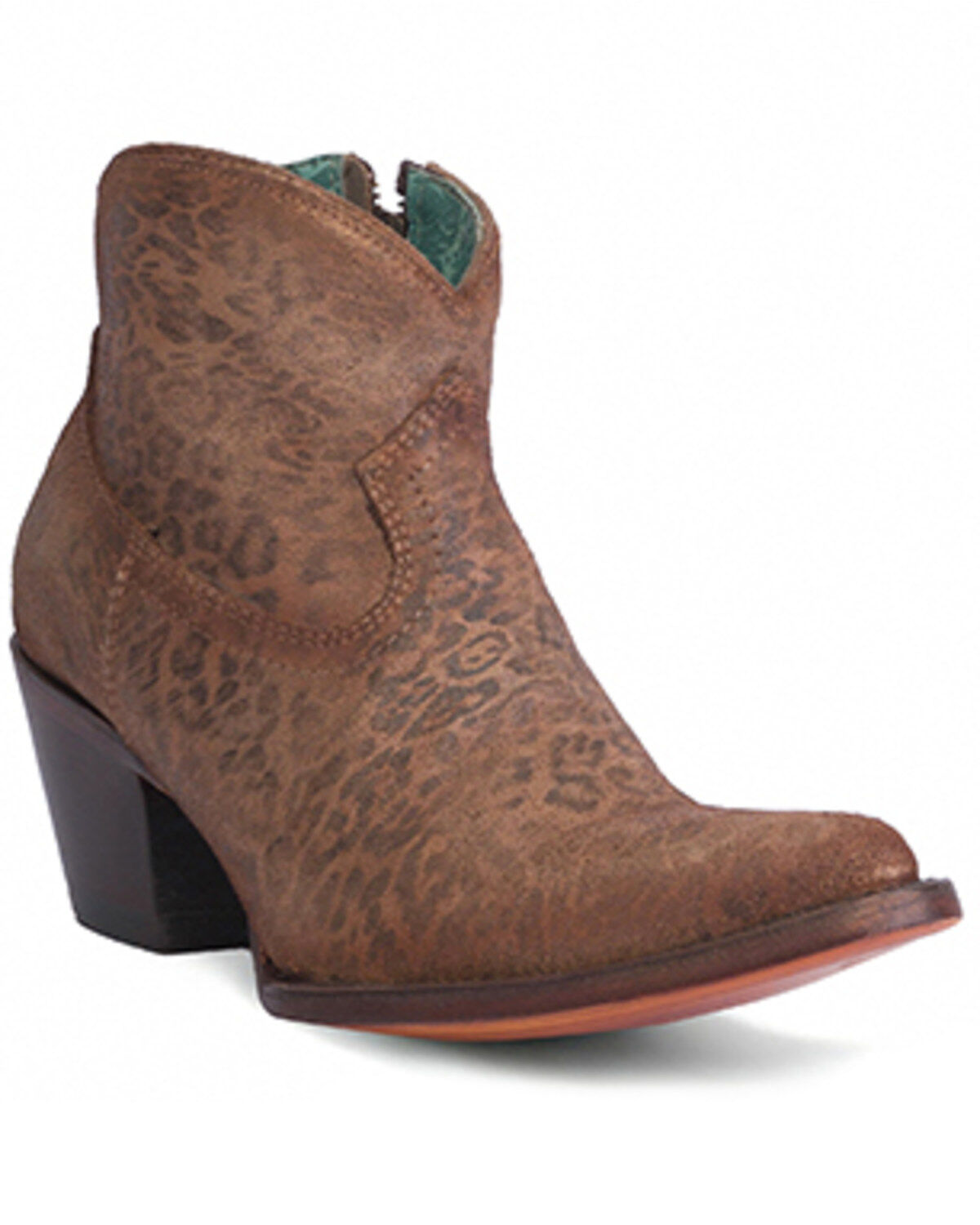 Women's Corral Cheetah Print Suede Booties - Round Toe