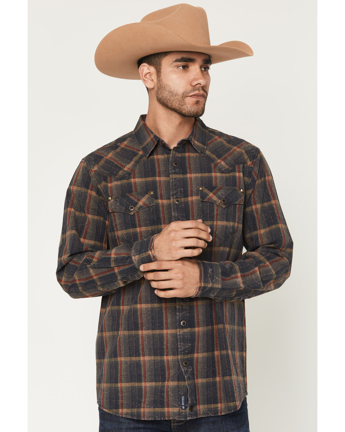 Men's Moonshine Spirit Richter Dobby Plaid Print Long Sleeve Snap West