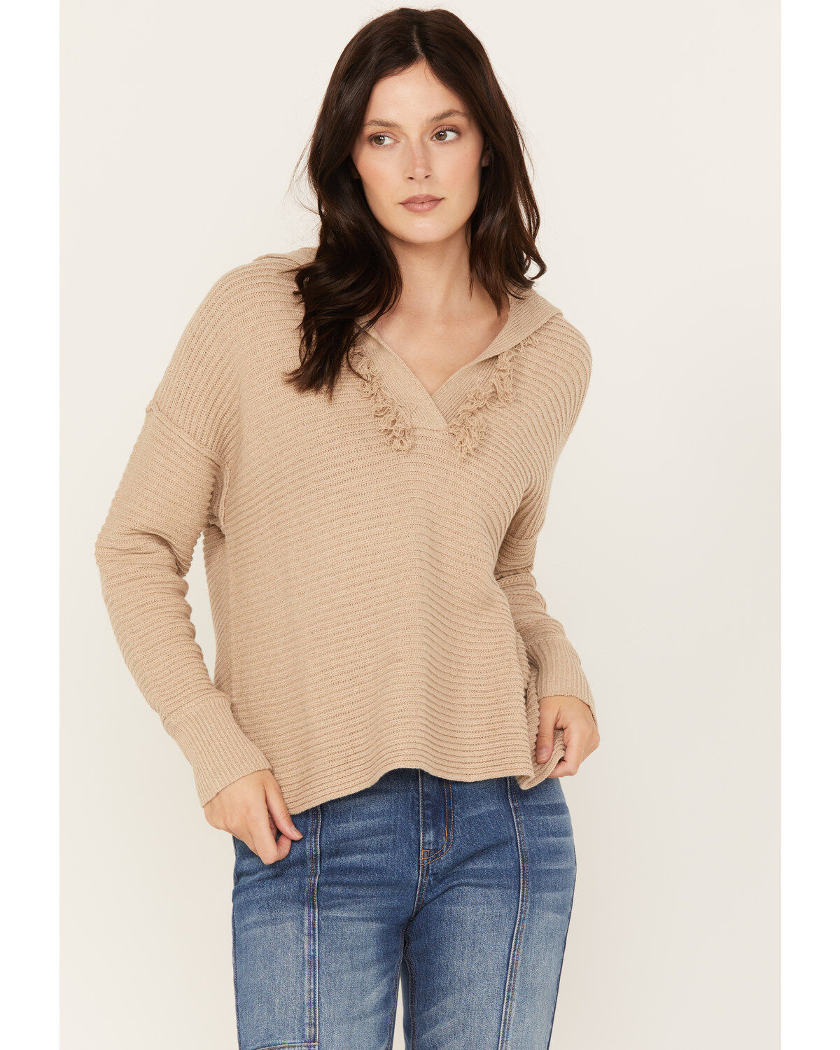 Women's Cleo + Wolf Drop Shoulder Ribbed Sweater