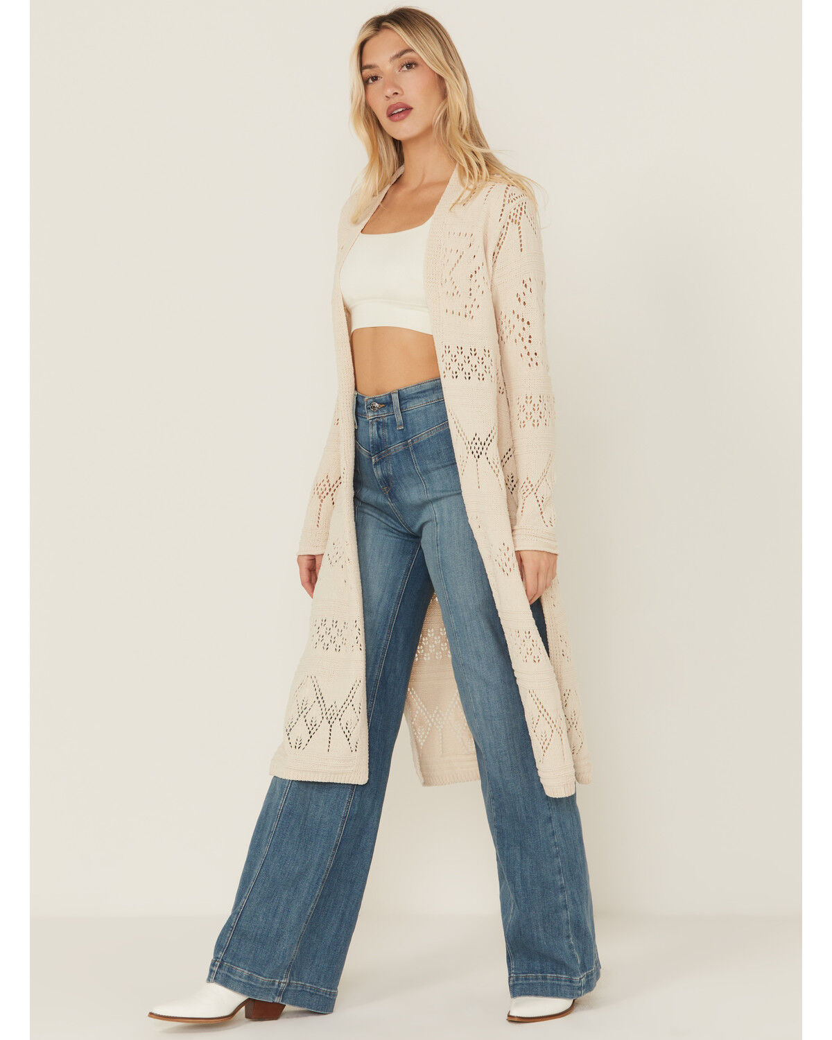 Women's Shyanne Open Weave Chenille Duster Cardigan