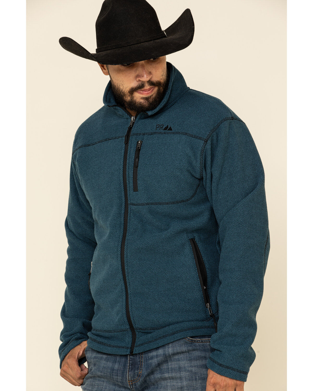 Men's Powder River Outfitters Teal Waffle Melange Knit Zip-Front Jacke