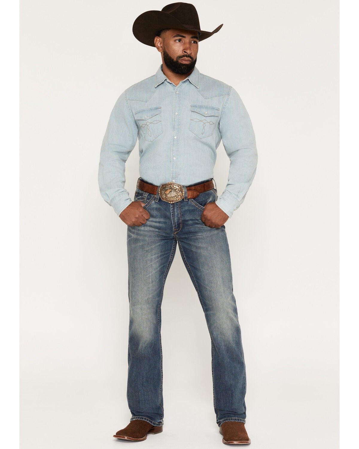 Men's Cody James Denver Wash Wyatt Slim Bootcut Stretch Denim Jeans