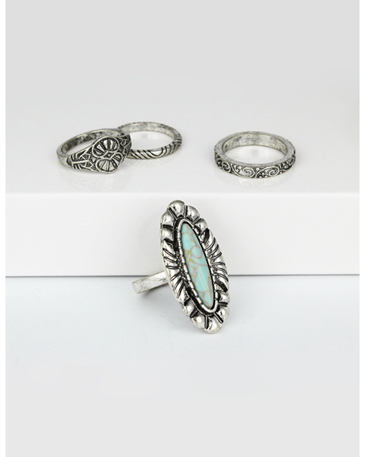 Women's Silver Prime Time Turquoise Ring Set