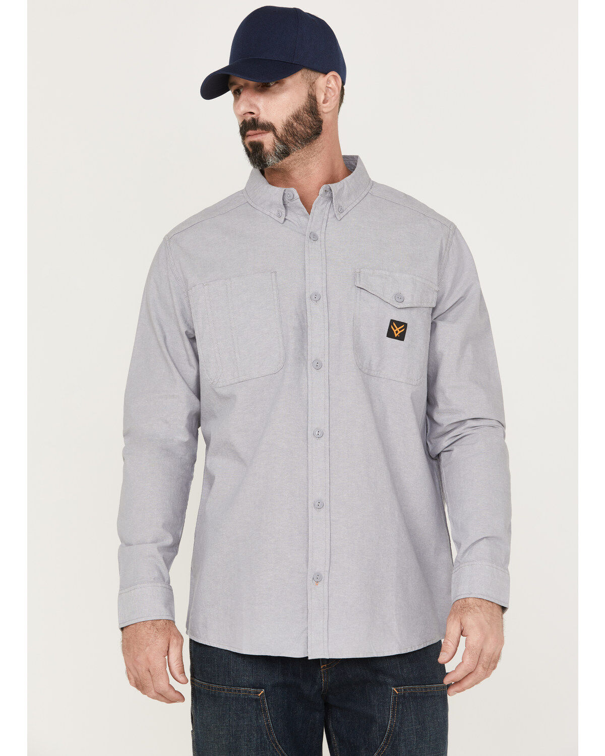 Men's Hawx Chambray Sun Protection Solid Long Sleeve Button-Down Weste