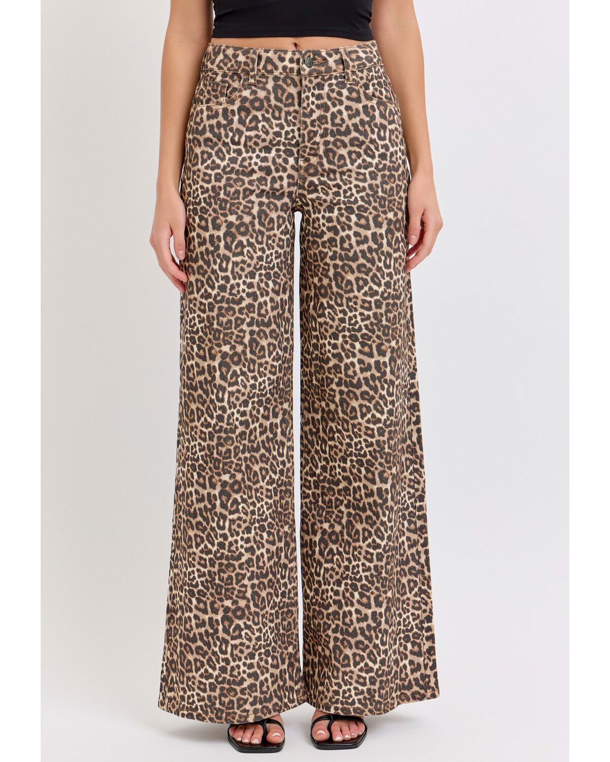 Women's Cello Leopard Print High Rise Wide Leg Jeans