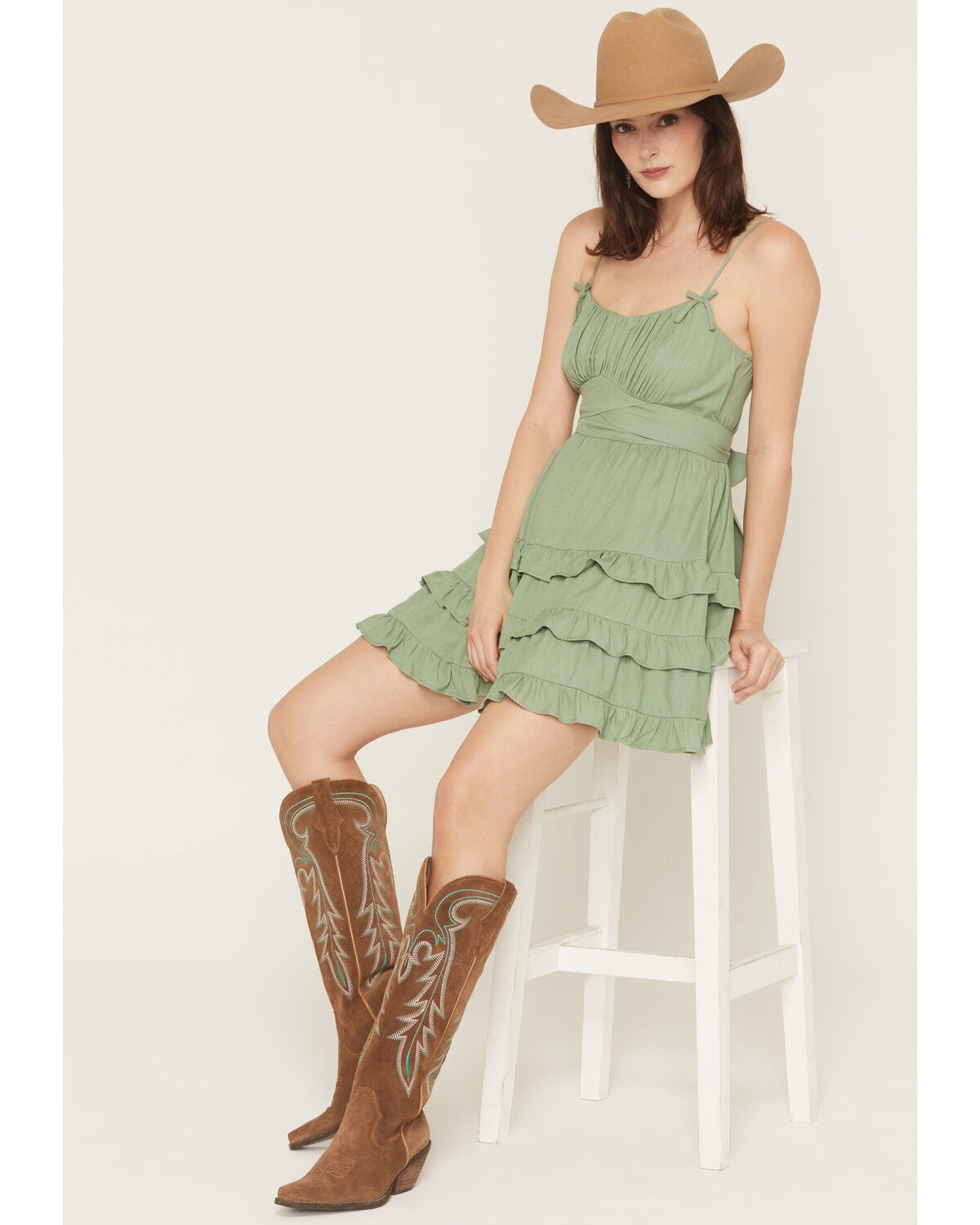 Women's Ash & Violet Sleeveless Tiered Ruffle Mini Dress