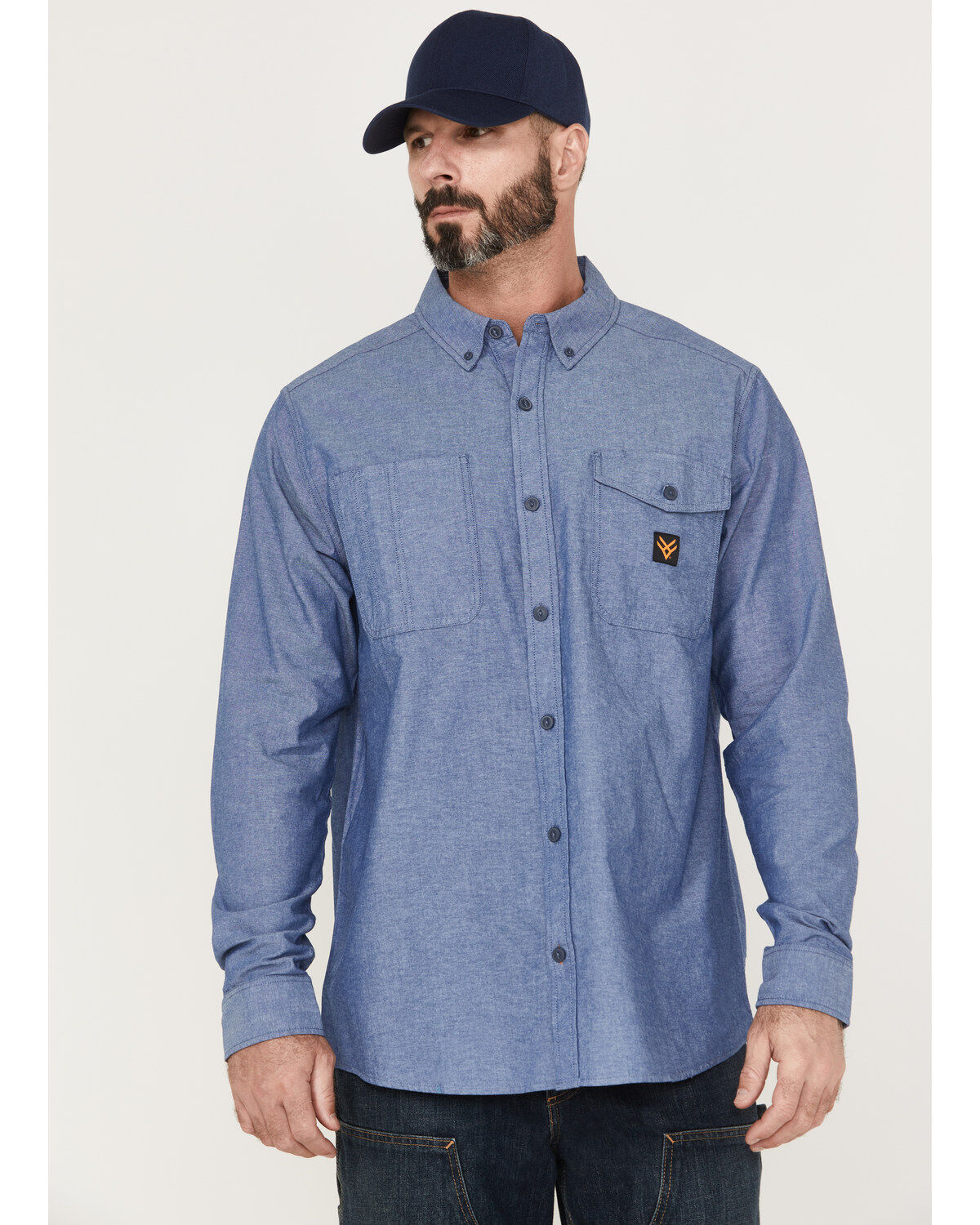 Men's Hawx Chambray Sun Protection Long Sleeve Button-Down Western Shi