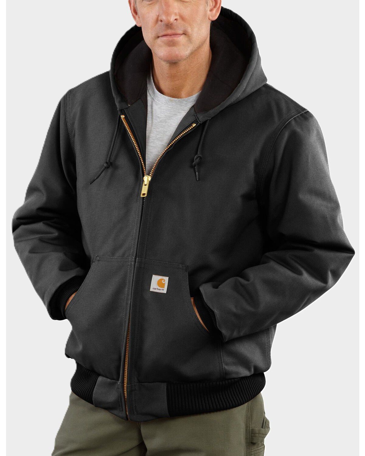 Men's Carhartt Flannel Lined Zip-Up Hooded Work Jacket - Tall