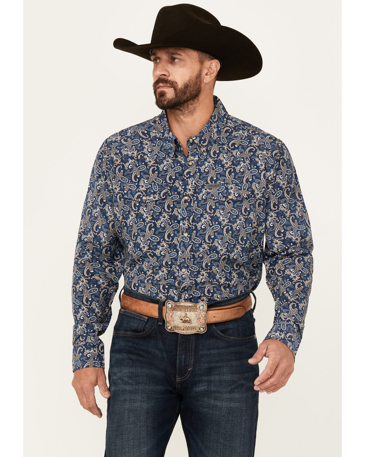 Men's Panhandle Paisley Print Long Sleeve Snap Performance Stretch Wes