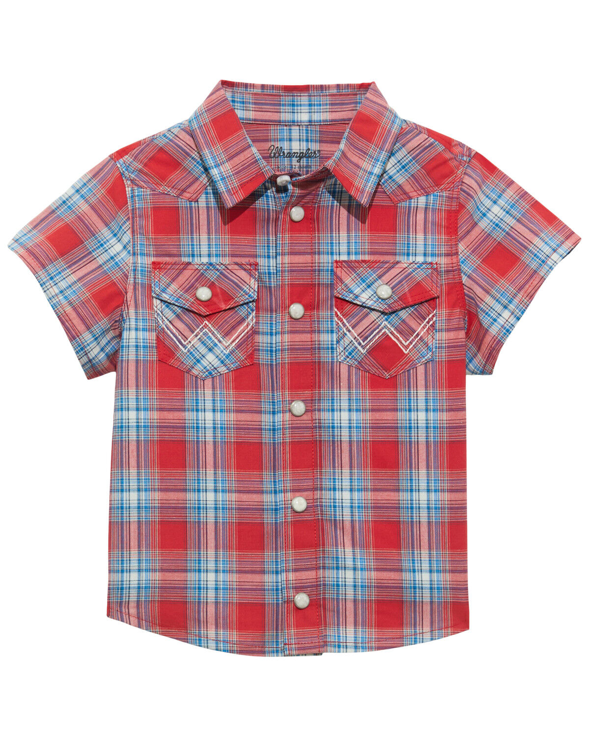 Boys' Wrangler Toddler Plaid Print Short Sleeve Snap Western Shirt