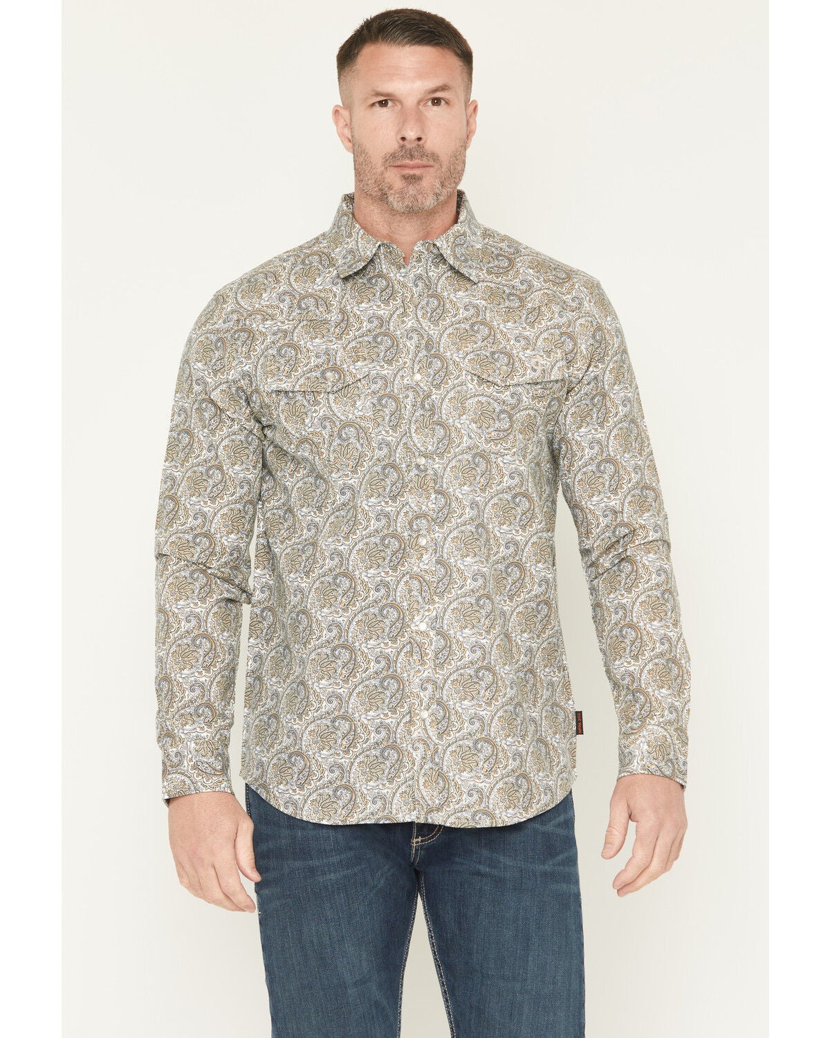 Men's Cody James FR Paisley Print Long Sleeve Snap Work Shirt