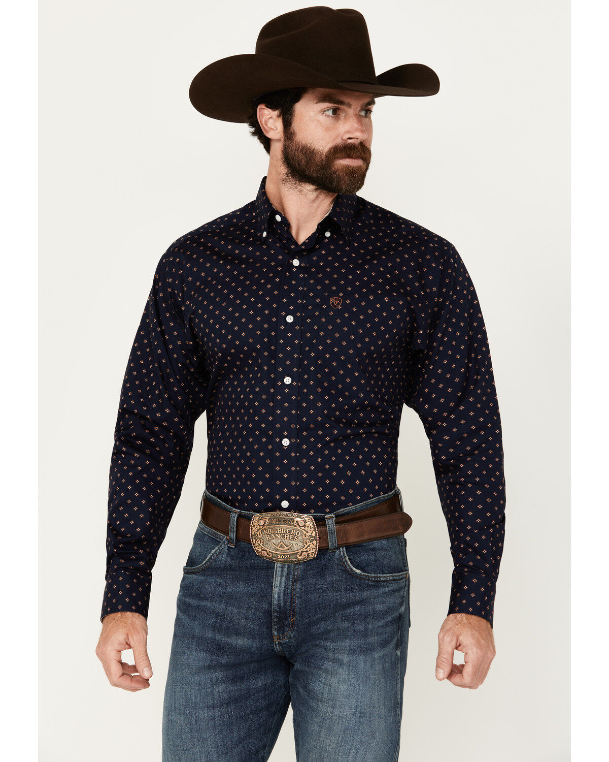 Men's Ariat Kaiser Diamond Print Long Sleeve Button-Down Western Shirt