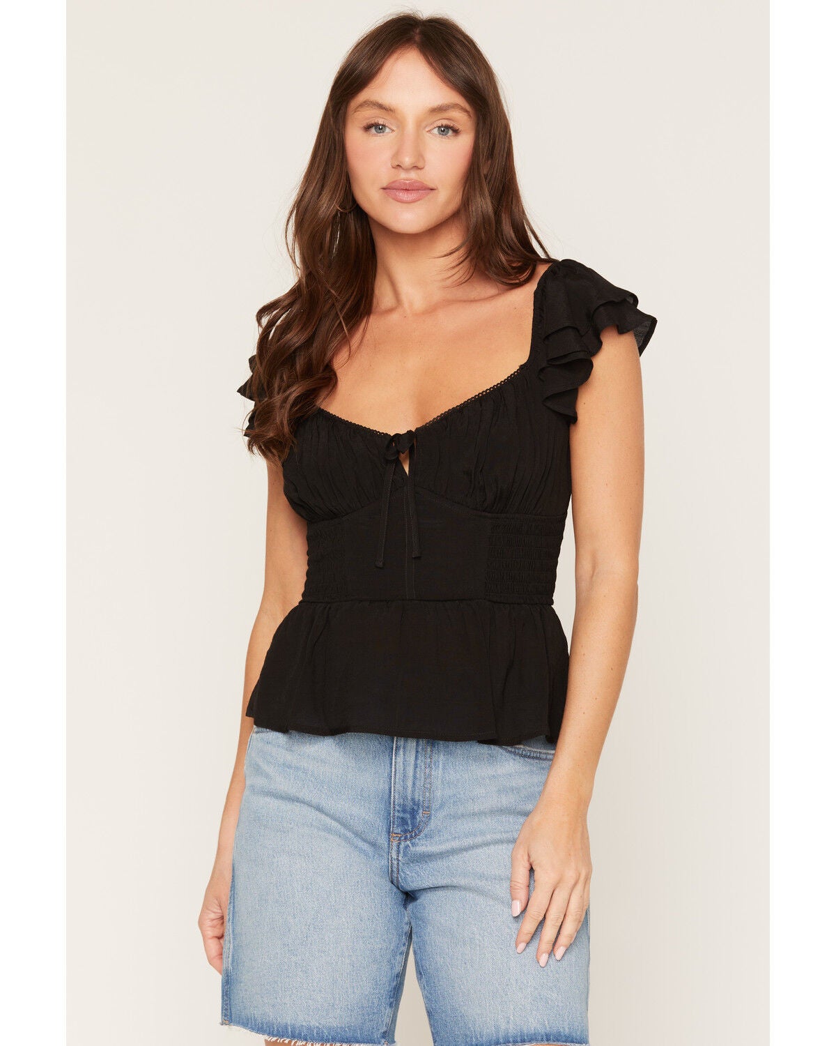 Women's Ash & Violet Flutter Sleeve Corset Top