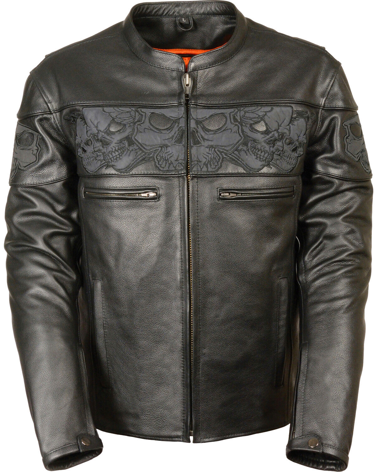 Men's Milwaukee Leather Reflective Skull Crossover Scooter Jacket - 3X