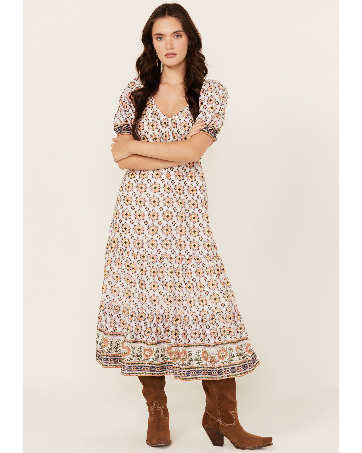 Women's Cleobella Paula Geo Print Short Sleeve Midi Dress