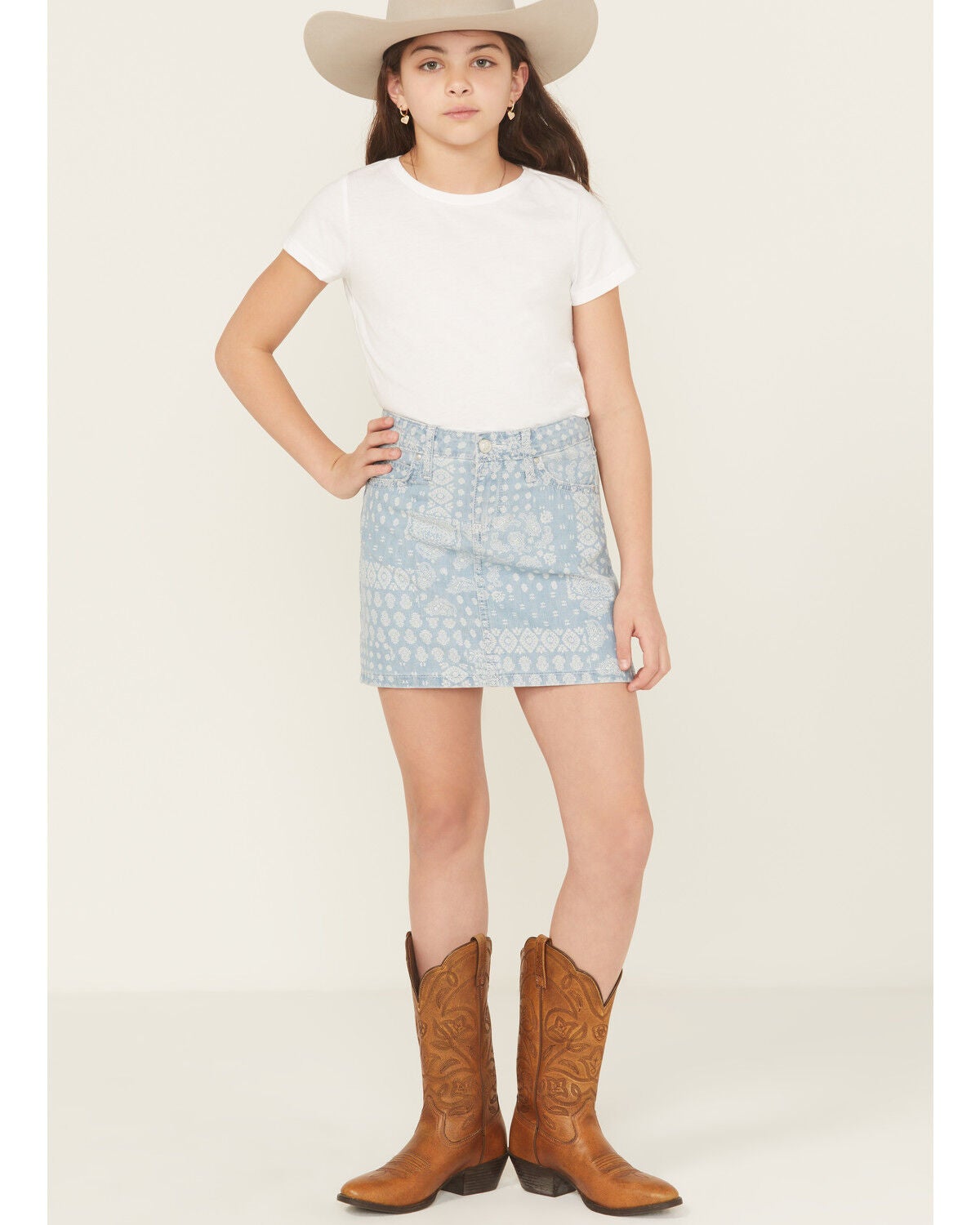 Girls' Wrangler Bandana Print Denim Skirt