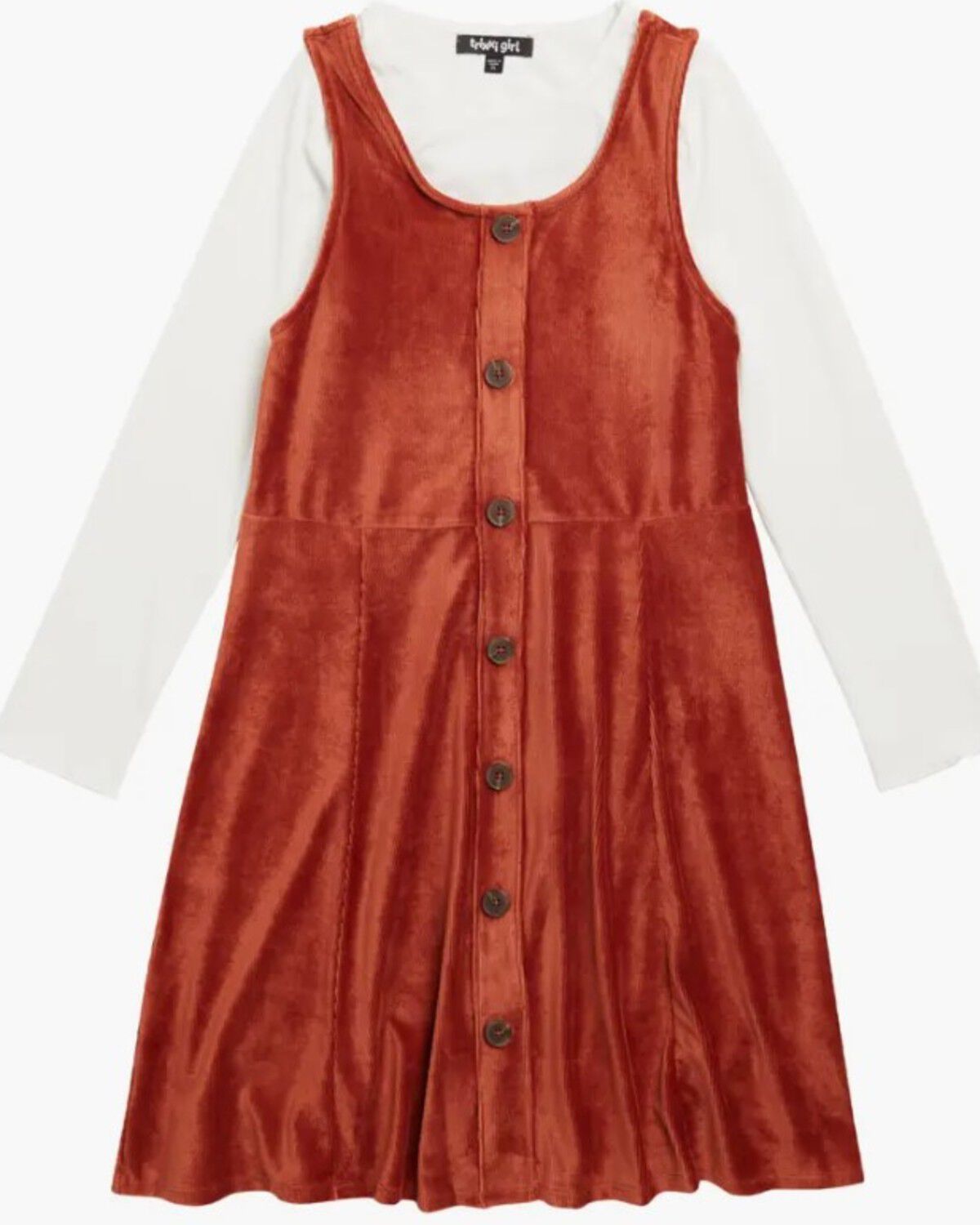 Girls' Trixxi Button-Down Long Sleeve Shirt Set Dress