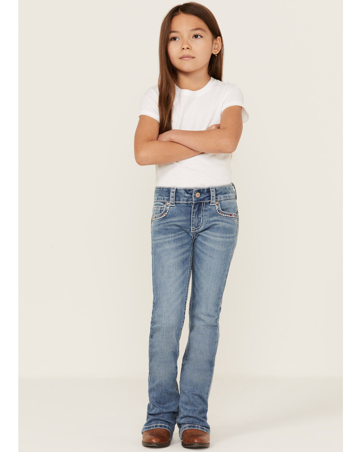 Girls' Shyanne Little Americana Stars Pocket Bootcut Jeans