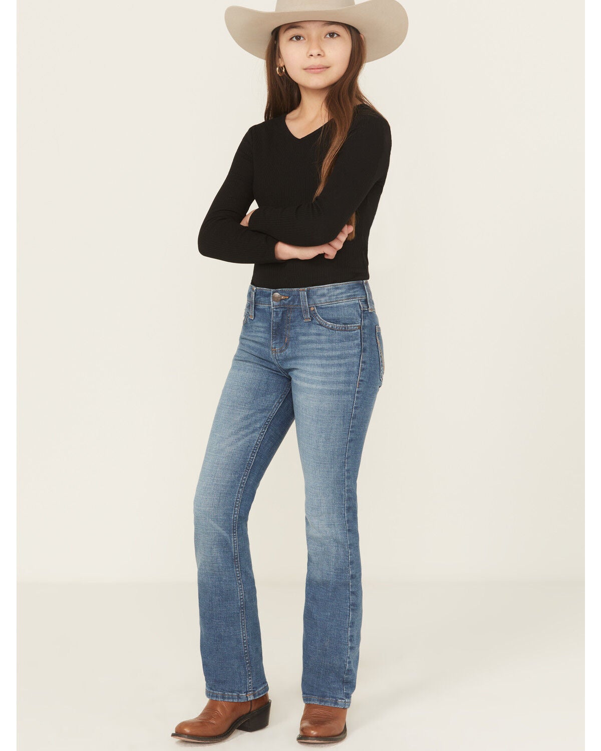 Girls' Wrangler Medium Wash Lia Bootcut Stretch Denim Jeans