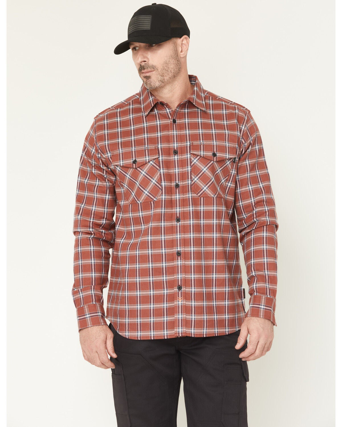Men's Hawx FR Ponderosa Plaid Print Long Sleeve Button-Down Work Shirt