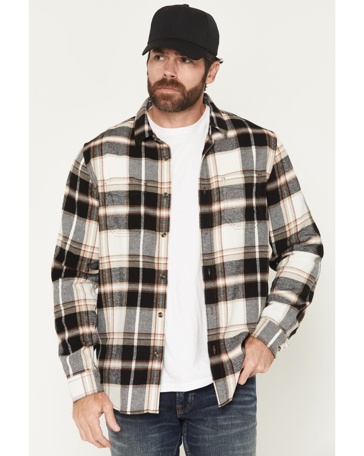 Men's Brothers and Sons Bunker Plaid Print Long Sleeve Button-Down Fla