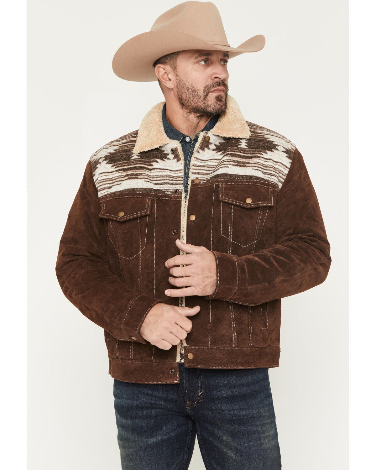 Men's Scully Sherpa Lined Boar Suede Trucker Jacket