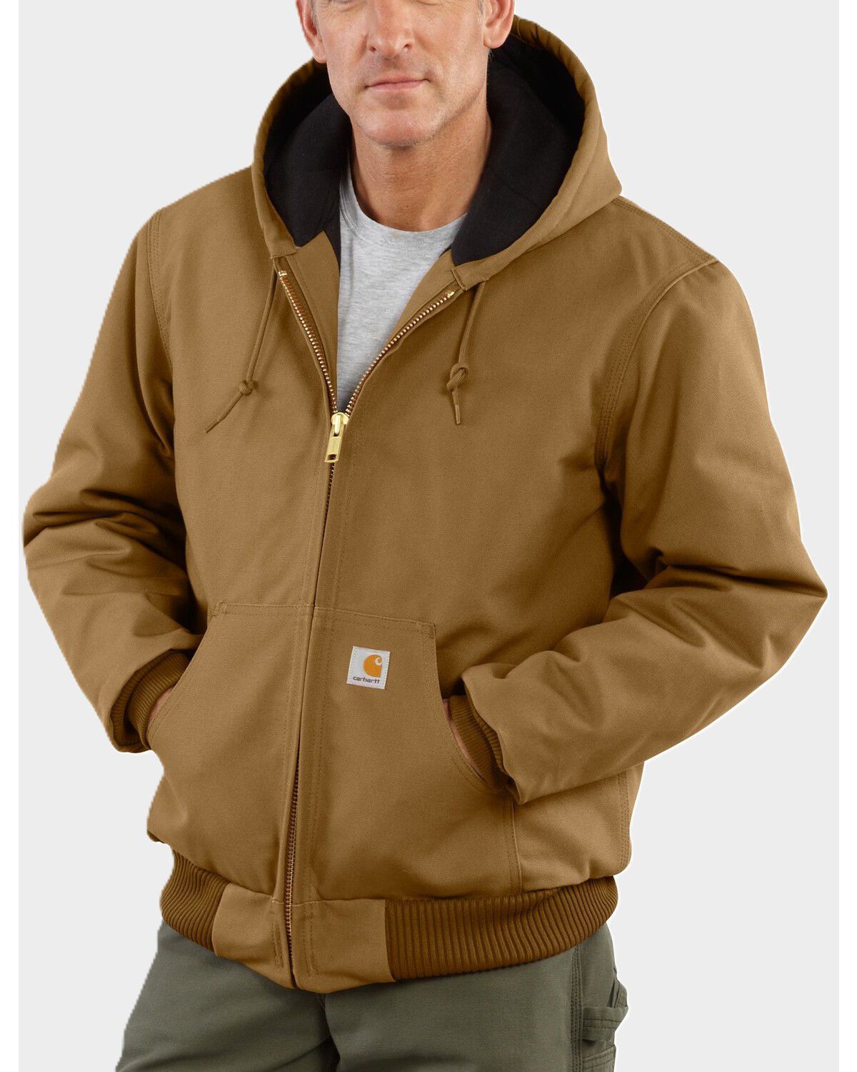 Men's Carhartt Flannel Lined Zip-Up Hooded Work Jacket