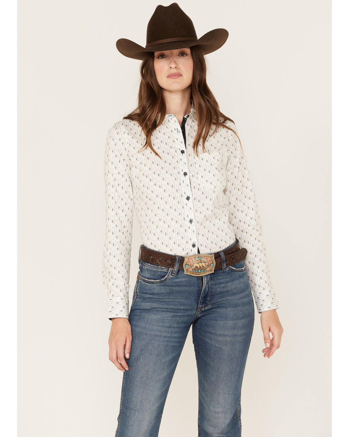 Women's RANK 45 Print Long Sleeve Stretch Snap Riding Shirt