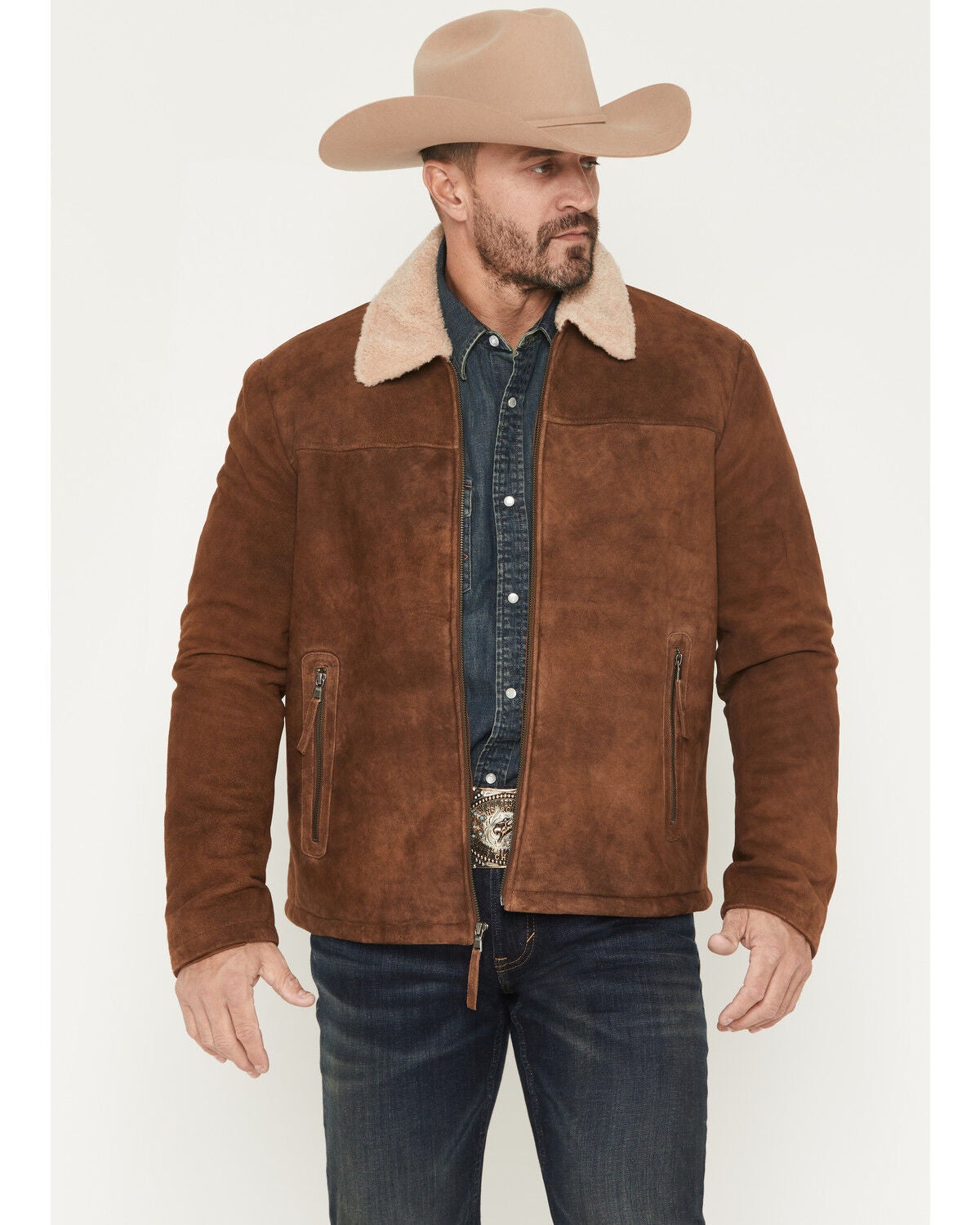 Men's Scully Sherpa Lined Leather Zip Jacket