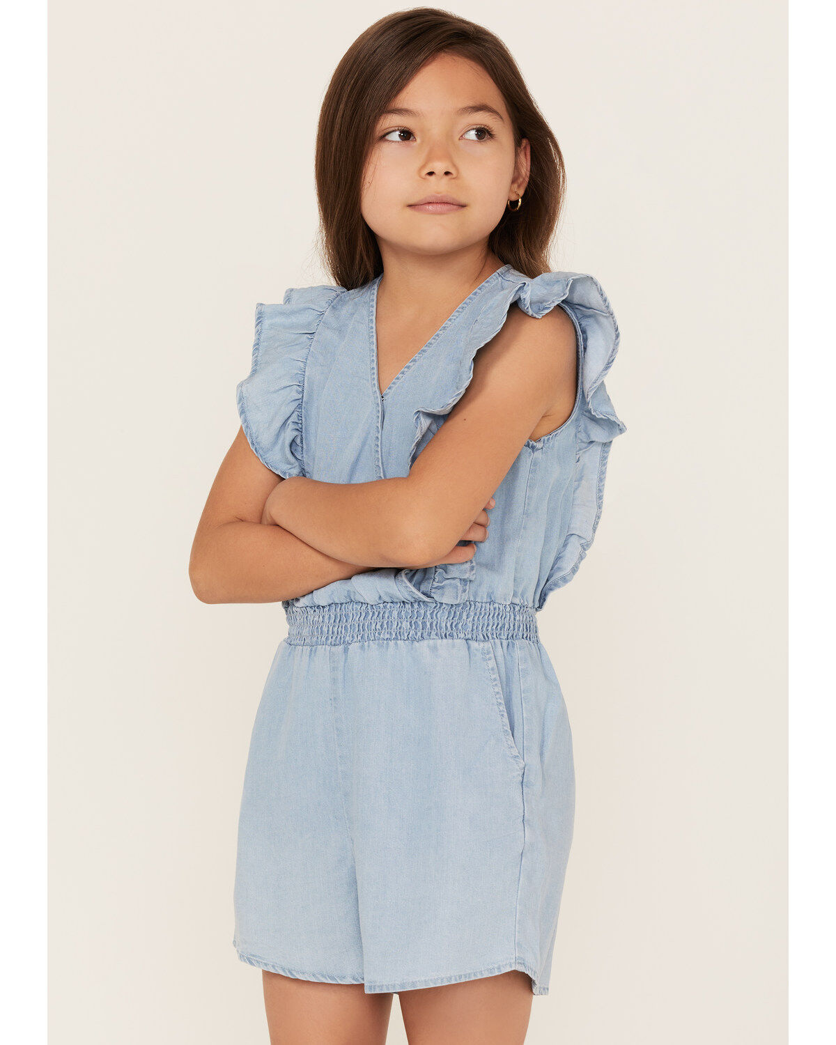 Girls' Hayden Ruffle Surplice Sleeveless Romper