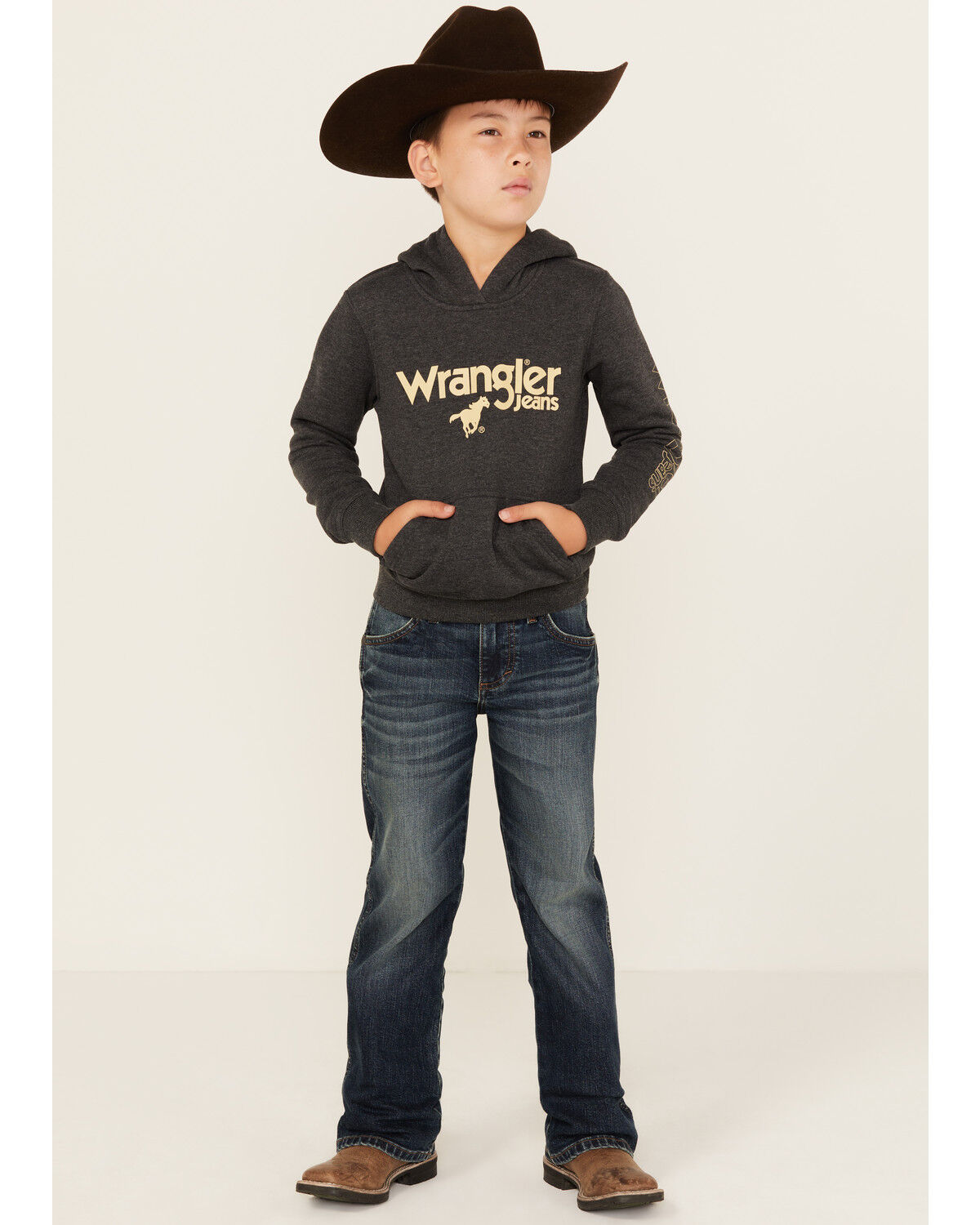 Boys' Wrangler Medium Wash Dellwood Relaxed Bootcut Stretch Jeans - Bi